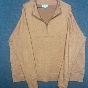 Grace & Lace Women's Camel Half-Zip Sweatshirt